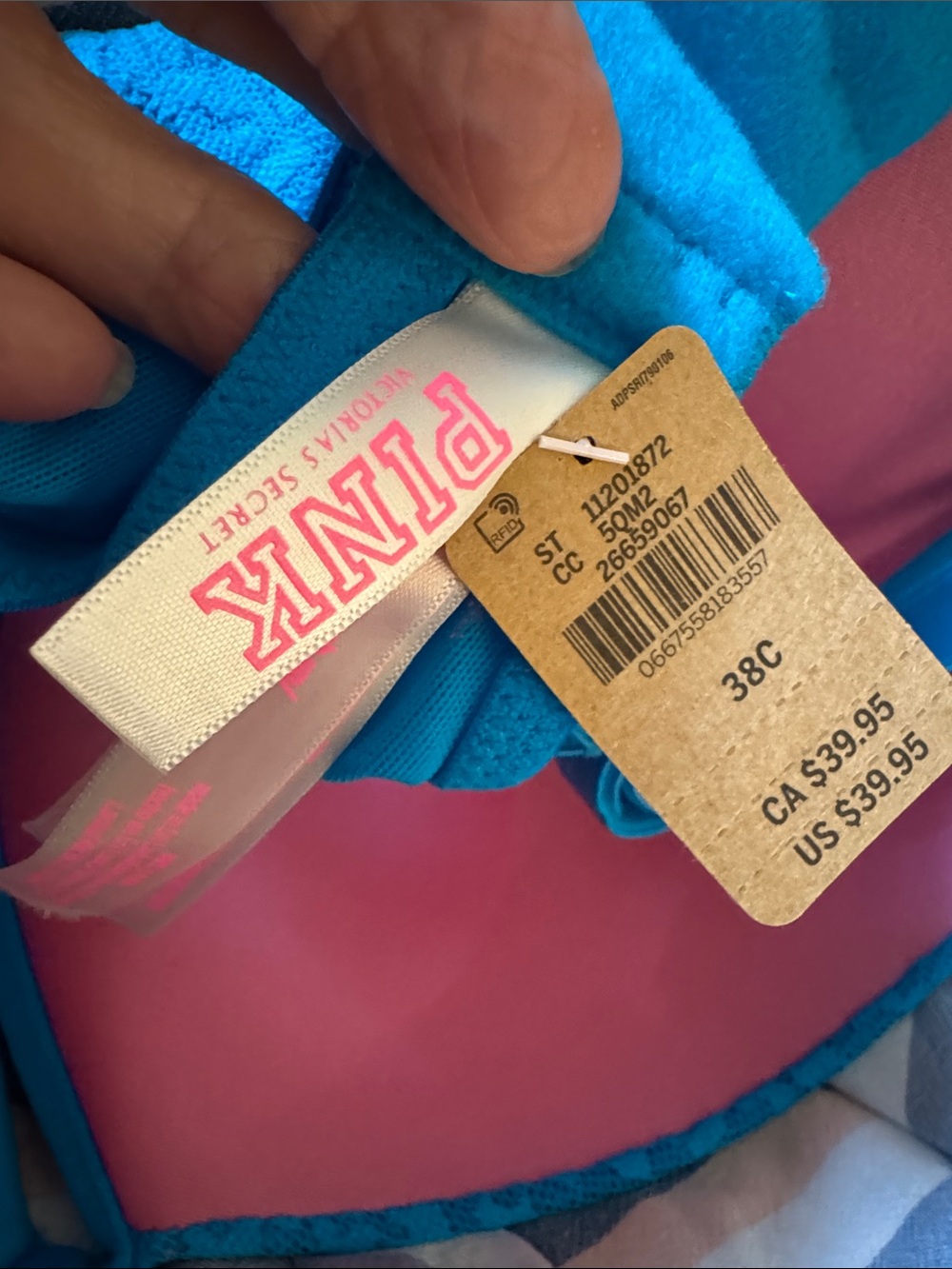 PINK Victoria's Secret Teal Lace-Print Push-Up Bra - Picture 5 of 7